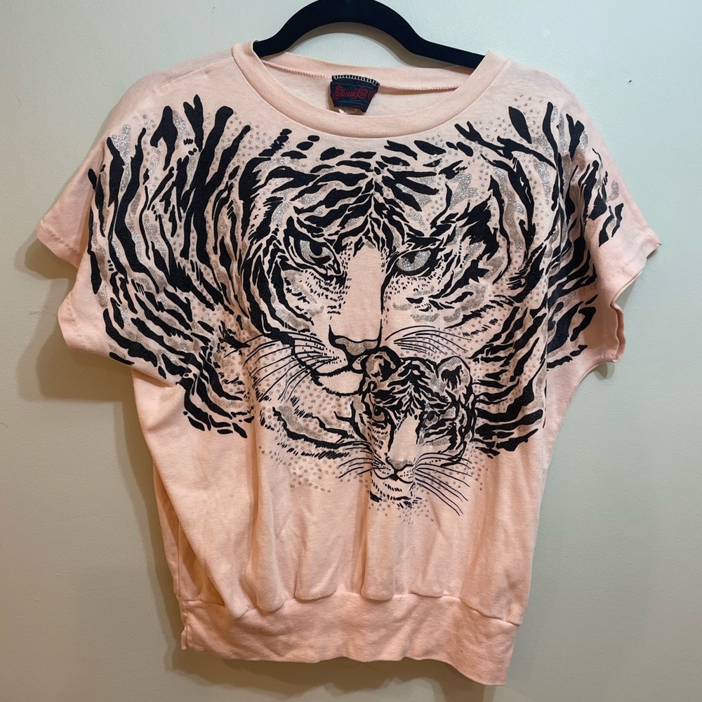 Vintage 1980s Electric Knit Co Tiger Sparkly top